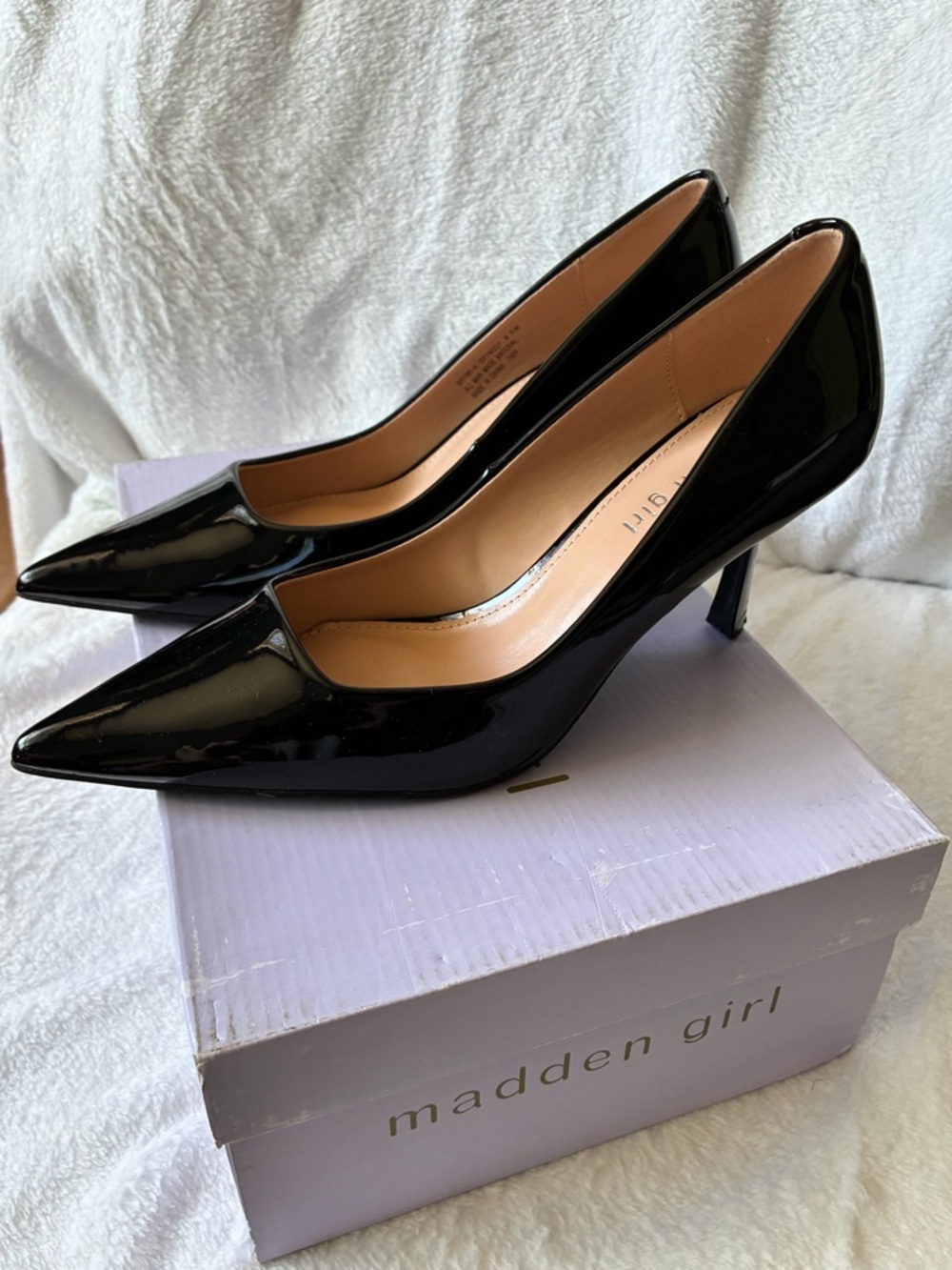 Madden Girl Glossy Black Pointed-Toe Stiletto Pumps